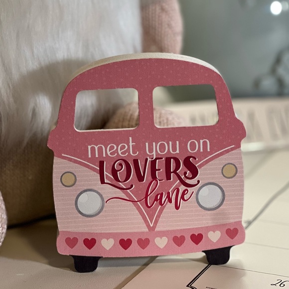 Meet You on Lovers Lane VW Bus Wood Block Decor - Picture 2 of 3
